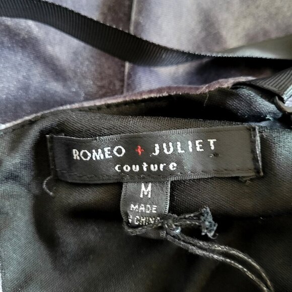 NWT Romeo & Juliet Couture Gray Purple Velvet Cold Shoulder Open Back Tie Top - Picture 5 of 7